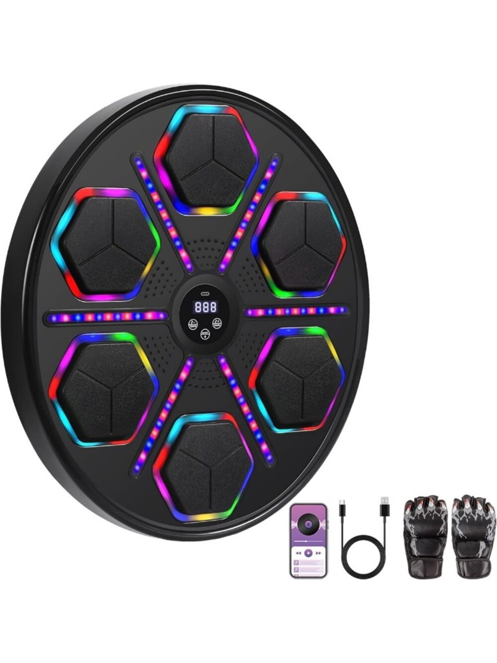 Smart Bluetooth Boxing Trainer with Gloves - Wall-Mounted Fitness Machine for